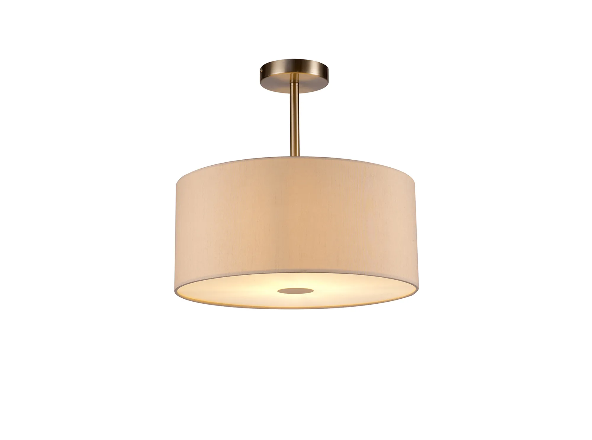 DK0256  Baymont 40cm Semi Flush 1 Light Satin Nickel; Nude Beige/Moonlight; Frosted Diffuser